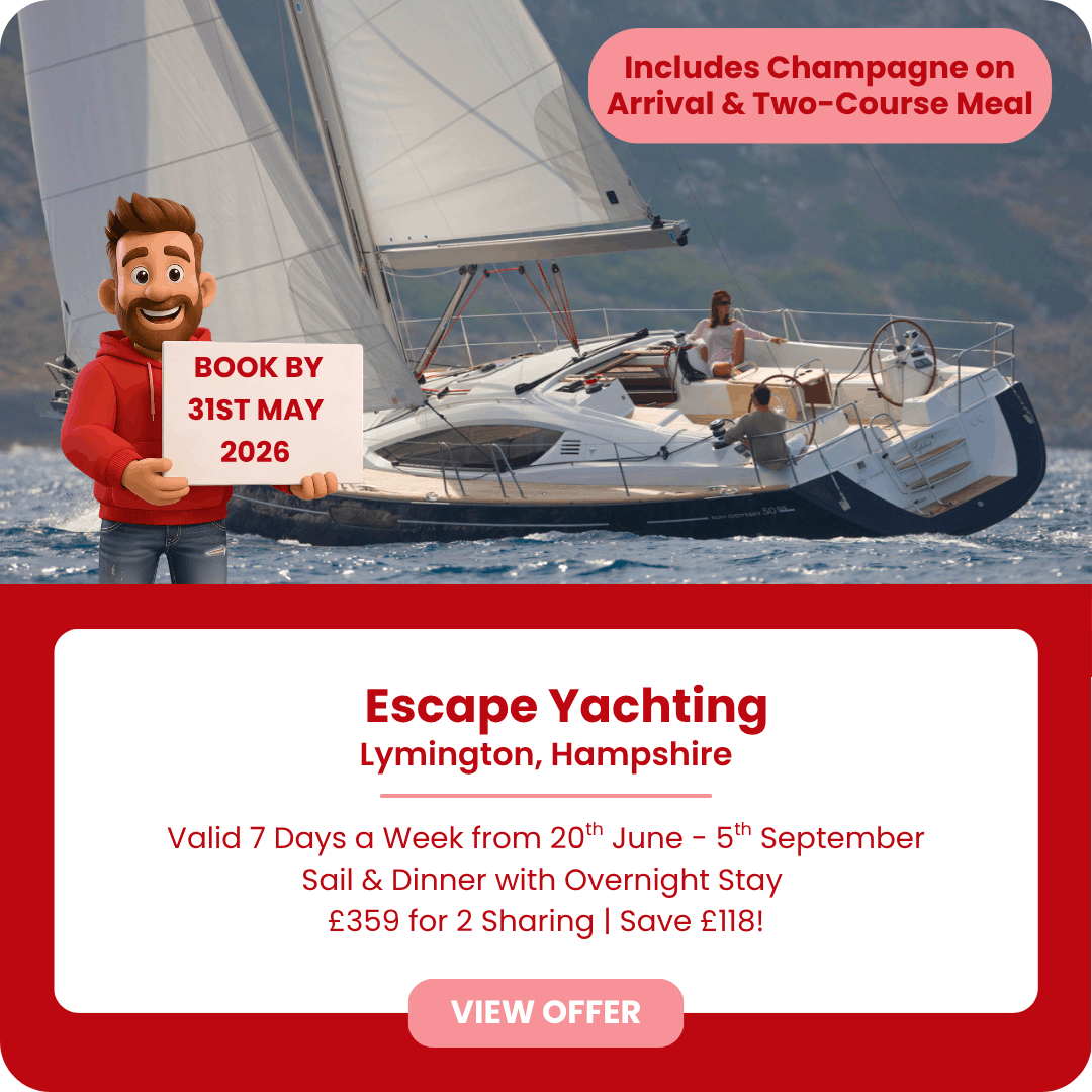 Escape Yachting - Sail and Dine with Champagne from £359 for 2 Sharing - Save £118!